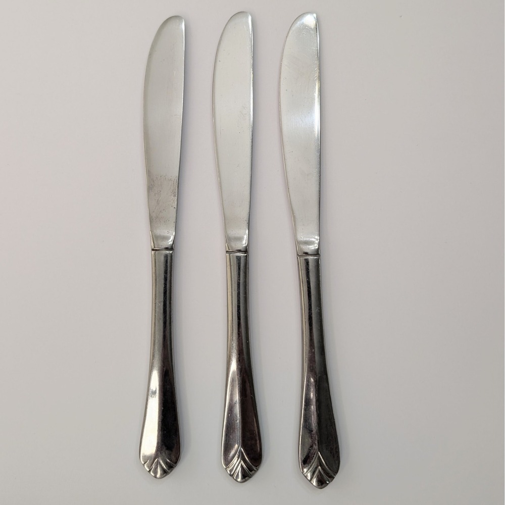 Set of 3 Cambridge Krysten Stainless Dinner Knives Fan Tip Flatware